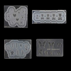 AKOAK 4 Pcs Silicone Nail Carving Mold Candy Bear Jelly Carving Geometric Model Phototherapy Glue Filling Mold DIY Nail Art Tools