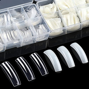 1000PCS Nail Tips Acrylic Nails 10 sizes Artificial Half Cover False Flake Nail Tips for Nail Salon Nail Shop DIY Nail Art Ballerina Nails (French Fa