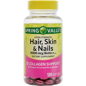 Spring Valley Hair Skin Nail Biotin, Oil, 120ct