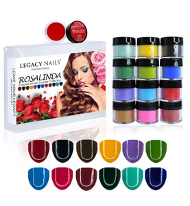 Legacy Nail Acrylic Powder Collections - 12 Colors Professional Nail Art Powder Set Manicure DIY for Dip & Acrylic Nail Extensions (Rosalinda Collect