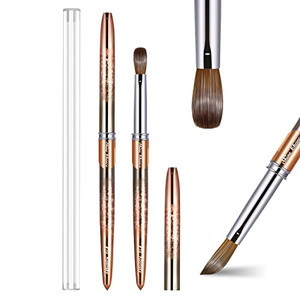 Shine Chance Acrylic Nail Brush Size 10, 100% Real Kolinsky Art Nail Brush for Acrylic Powder Application, Handmade Women Manicure Nail Extension Too