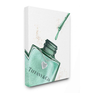 Stupell Industries Makeup Nail Polish Brush Cyan Drip Fashion Design Canvas Wall Art, Multi-Color