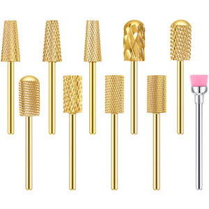 Honoson 10 Pcs Nail Drill Bits Set, 3/32 Inch Cuticle Tungsten Carbide Bit for Nail Drill Nails, File Remove Acrylic Gel Polish Manicure Pedicure Too