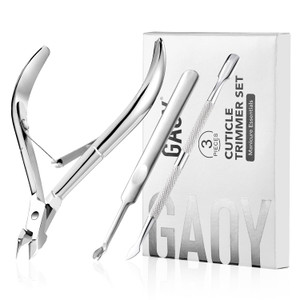 GAOY 3-in-1 Cuticle Remover Kit, Professional Cuticle Trimmer, Pusher and Sharp Nippers, Stainless Steel Manicure Tools For Nail Care