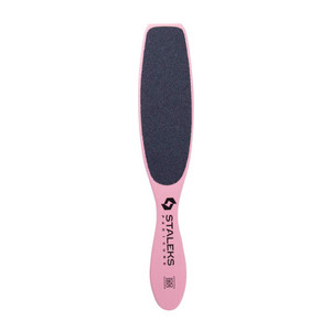 STALEKS Beauty & Care 20 Type 3 Wooden Foot File (100/180 Grit)  Straight Natural Alder Pedicure Tool with Stylish Pink Covering for Smoothing & Pol