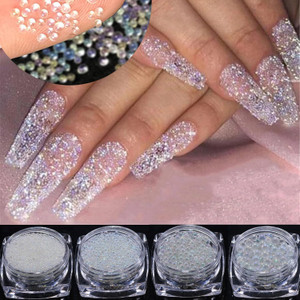 Small Nail Charms and Gems for Crafting Tiny Rhinestones for Nails Diamond Dust, Small Nail Gems and Charms Pixie Crystals for Nails 4 pcs Clear Nail