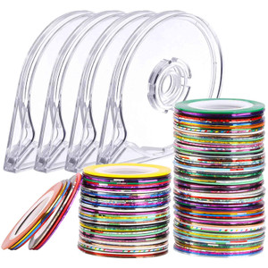 120 Pcs Nail Striping Tapes Nail Art Decoration Tape Lines for DIY Nail Tip with 4 Pcs Nail Tape Dispenser Cases