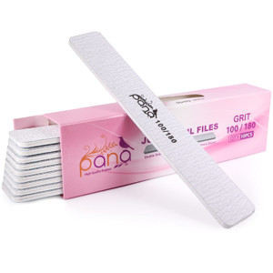 10pcs - PANA Jumbo Double-Sided Emery Nail File for Manicure, Pedicure, Natural, and Acrylic Nails - Zebra (Grit 100/180)