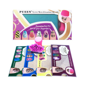 PUEEN Nail Art Stamping LOVE BOX II 02-4 Lover Collection Plates - 125x65mm Unique Nailart Polish Stamping Manicure Image Plate Accessories Kit BH000