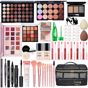 All in One Makeup Kit for Women Full Kit, Make Up Gift Set for Women, Makeup Essential Bundle Includes Foundation Face Primer Eyeshadow Contour Palet