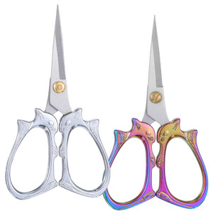 Ptwola 2 Pcs Embroidery Scissors Small Vintage Squirrel Shaped Sharp Cutter Silver Stainless Steel Shears Handmade Crafts DIY Tool All Purpose Dressm