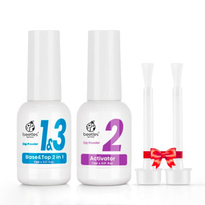 Beetles Dip Powder Liquid Set - 2 In 1 Dip Base & Top Coat and Activator, Nail Dip Liquid Set for Dipping Powders French Nail Design Dip Nail Kit Man