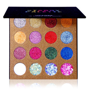 UCANBE Pro Glitter Eyeshadow Palette - Professional 16 Colors - Chunky & Fine Pressed Glitter Eye Shadow Powder Makeup Pallet Highly Pigmented Ultra