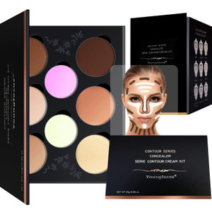 Youngfocus Cosmetics Cream Contour Best 8 Colors and Highlighting Makeup Kit - Contouring Foundation/Concealer Palette - Vegan & Cruelty Free - Step-
