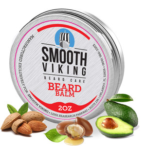 Smooth Viking Beard Styling Balm for Men - Strong Hold Formula with Essential Oils & Beeswax for Healthy Beard & Mustache Growth, 2oz
