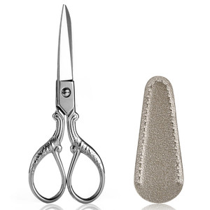 BIHRTC 3.6inch Small Embroidery Scissors Stainless Steel Sharp Tip Scissors Shears with Leather Scissor Cover for Needlework Threading embroidery sew