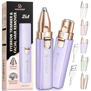 Rechargeable Facial Hair Remover for Women: 2 in 1 Electric Eyebrow and Facial Hair Remover - Suitable for Middle-aged Womens Eyebrow, Chin, and Che