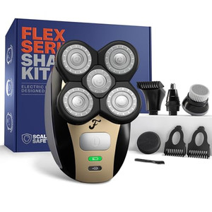 Freebird FlexSeries Electric Head & Body Hair Shaver - Mens Cordless Rechargeable Wet/Dry Skull Bald Head Back & Groin Waterproof Razor with Rotary B
