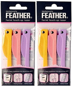 Feather Flamingo Facial Touch-up Razor (3 Razors X 2 Pack)