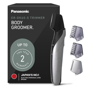 Panasonic Body Hair Trimmer for Men, Cordless Waterproof Design, V-Shaped Trimmer Head with 3 Comb Attachments for Gentle, Full Body Grooming, ER-GK6