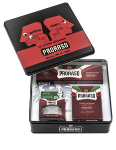Proraso Shaving Kit - Vintage Dopo Tin - Nourishing Pre Shave Cream, Shaving Cream & After Shave Balm for Coarse, Thick Beards - Premium Italian Gift