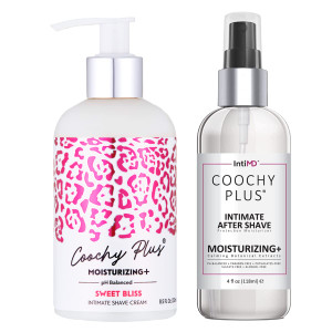 IntiMD Coochy Plus Intimate Shaving Complete Kit - Sweet Bliss & Organic After Shave Protection Soothing Moisturizer Mist - Antioxidant Formula Preve