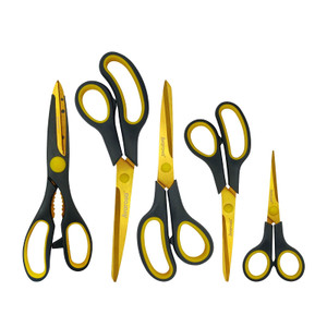 Scissors All Purpose Home, Office & Kitchen Craft Scissors Set of 5, Sharp Titanium Blades, Soft Grip Handles, 5 Great Value Pack, Great for Office,