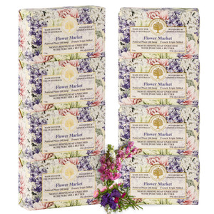 Wavertree & London Flower Market Scented Natural Soap (8 Bars), 7oz Moisturizing French Triple Milled Soap Bars enriched with shea butter - Pure Plan