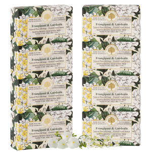 Wavertree & London Frangipani and Gardenia Scented Natural Soap (8 Bars), 7oz Moisturizing French Triple Milled Soap Bars enriched with shea butter -