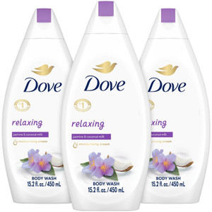 Dove Body Wash Relaxing 3-Pack  Jasmine & Coconut Milk for Softer, Smoother Skin, 15.2 Oz Ea