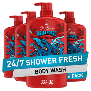 Old Spice Cleansing Body Wash for Men, 3X Defense, 24/7 Shower Fresh with Lasting Scent, 2-in-1 Body & Face Wash, Krakengard with Deep Ocean Scent, 3