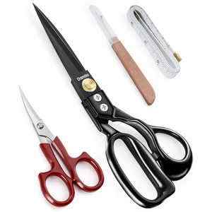 9 inch Fabric scissors, High Carbon Steel Sewing Scissors with Ergonomic Handle, Sharp Fabric Cutting Shears for Denim,Leather and More(Comes with 3