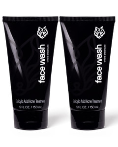Black Wolf Mens Charcoal Powder Face Wash - 5 Fl Oz, 2 Pack - Facial Cleanser Removes Unwanted Impurities from Your Skin & Soothes Irritation