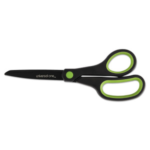 Universal 92021 Industrial Scissors, 8-Inch Length, Straight, Carbon Coated Blades, Black/Gray