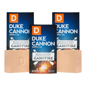 Duke Cannon Supply Co. Big Brick of Soap - Campfire, Smoky Hickory Scent, American-Made, Large Size, 10 oz. (3 Pack)