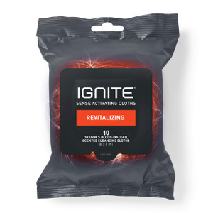 Ignite Mens Body Wet Wipes, Extra Thick 8" x 8" Shower Wipes, Revitalizing Scent, 10 Count