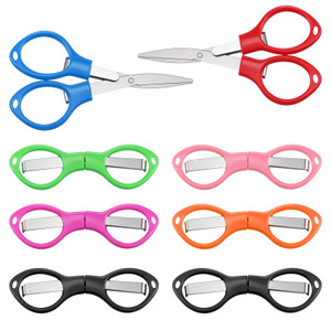 YBEATY 8 Pcs Folding Scissors Portable Mini Travel Scissors Stainless Steel Telescopic Cutter Foldable Pocket Scissor for Travel Home Office Camping