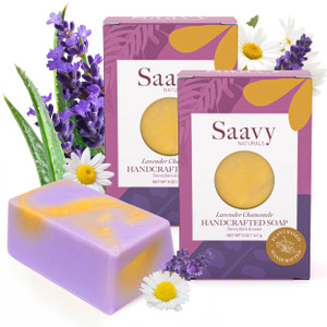 Saavy Naturals Soap Bar Lavender Chamomile Clean,Plant-Based Ingredients - Made In USA Sensitive Skin Sulfate Free Organic Bar Soap Creamy Lather Soa