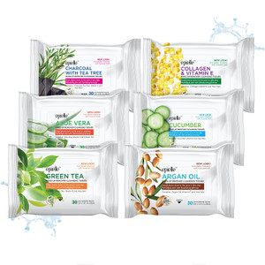 Epielle Makeup Remover Wipes, Remove Waterproof Mascara, Gentle Daily Facial Cleanser Towelettes with Collagen, Tea Tree & Aloe Vera, Stocking Stuffe