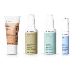 Dermasport Complete Skin Care Set for Athletes - Sport Sunscreen SPF 50, Facial Moisturizer, Eye Cream for Dark Circles, Facial Cleanser - All-in-One