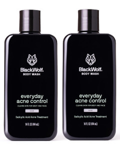 Black Wolf Salicylic Acid Body Wash for Men - 10 Fl Oz, 2-Pack - Men's Acne Body Wash - Charcoal Helps Reduce Acne Breakouts & Cleanse Your Skin - Fu