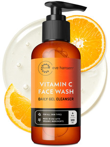 Eve Hansen Vitamin C Cleanser Face Wash | Anti Aging Facial Cleanser for Fine Lines, Age Spots, Dark Circles | Cruelty Free Skin Care Cleansing Gel w