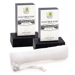 Southern Natural Handmade Activated Charcoal Soap Bar for Face & Body - Perfect for Sensitive Skin & Dry Skin Relief  With Dead Sea Mud, Goat Milk &