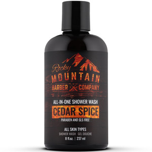 Rocky Mountain Barber Company Cedar Spice All-In-One Body Wash  Shampoo, Body Wash, Conditioner, Face Wash & Beard Wash with Essential Oils - 8 oz