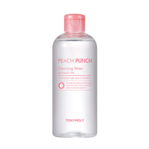 TONYMOLY Peach Punch Cleansing Water  Gentle Korean Makeup Remover & Facial Cleanser, Hydrating & Soothing Toner for Sensitive Skin, 12 oz