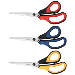 QMVESS 8.5" Scissors All Purpose 3 Pack, Ultra Sharp 2.5mm Thick Blade Scissors for Office, Professional Ergonomic Comfort Grip for Office School Hom