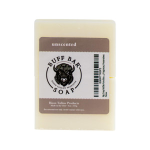 BUFF BAR Bison Tallow Buff Soap Bar, Unscented, (2 pack) - Cleans, Moisturizing, Non-Habit Forming, Soothes, Hydration, Naturally Derived - No Dyes,