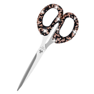Multibey 6.3-Inch Glitter Rhinestone Scissors - Stainless Steel Cute Scissors Sharp Blade Paper Cutting Tool for School, Home& Crafting(Black Gold)
