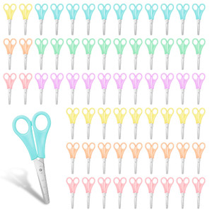 60 Pack Scissors Bulk for Kids, 5" Safety Blunt Tip Student Scissors, Student Scissor with Comfort Grip, Assorted Colors Kids Craft Scissor for Cutti
