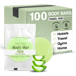 Travel Size Hotel Body Bar Soap 100 Count 1 oz Bars Guest Amenities for Vacation Rentals and Short Term Rentals Paraben Free Lemon & Chamomile Scent